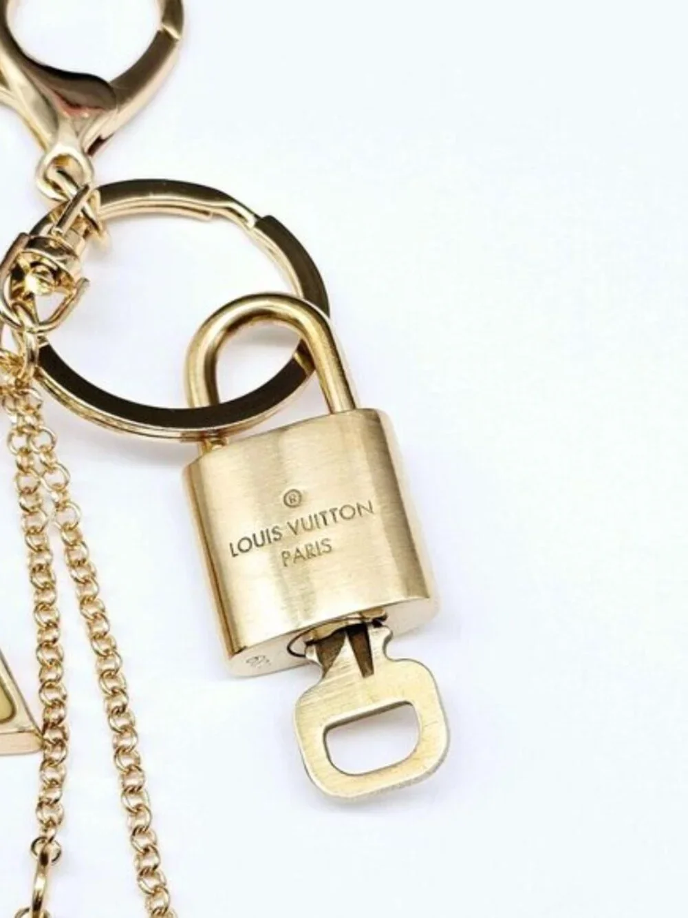 LV Gold Padlock 🔑 Authentic Louis Vuitton Charm + Unbranded Flower Keychain